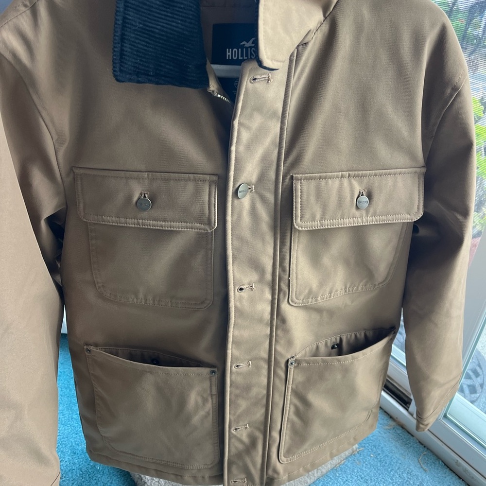 Hollister Tan Performance Jacket with Stand-Up Collar